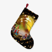 まぐさ桶の星明かりのクリスマスの出生場面イエス・キリスト スモールクリスマスストッキング (正面 (吊り時))