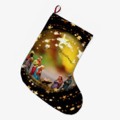 まぐさ桶の星明かりのクリスマスの出生場面イエス・キリスト ラージクリスマスストッキング (正面 (吊り時))