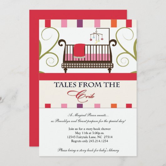 まぐさ桶の物語の本のシャワーの招待状からの物語 招待状 (正面/裏面)