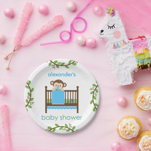 まぐさ桶の男の子の紙皿の小さい猿 ペーパープレート (パーティー)