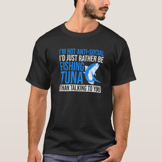 まぐろ漁業用くろまぐろ魚魚釣り引用文 Tシャツ (正面)