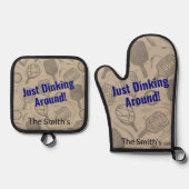 まさに痛烈な贈のまわりにり物パーソナライズされた 鍋つかみ&鍋敷きセット (正面)