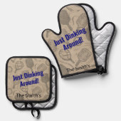 まさに痛烈な贈のまわりにり物パーソナライズされた 鍋つかみ&鍋敷きセット (正面/裏面)