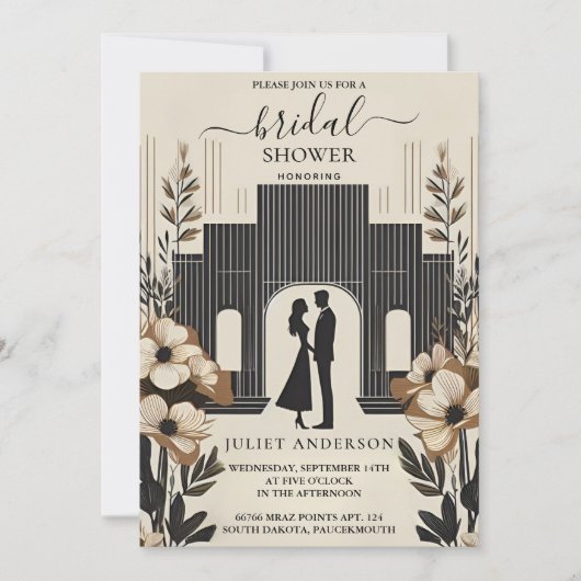 まさに魅力的な70s 80s裁判所ブライダルシャワー 招待状 (正面)