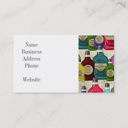 まじない師魔法の薬の薬剤師の強壮性のボトル 名刺 (正面)