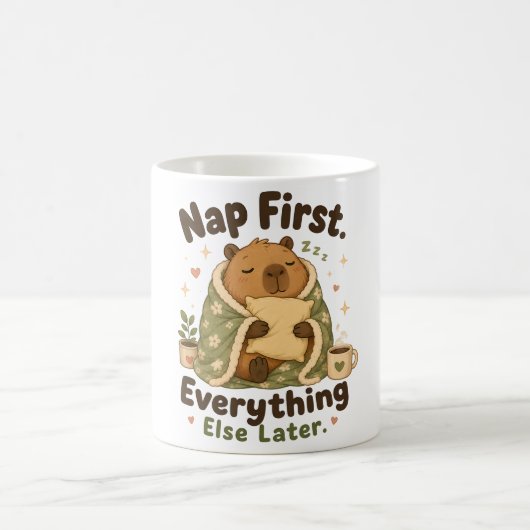 まずはお昼寝 かわいいカピバラ コーヒーマグカップ (中央)