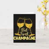 まずはシャンパン 新年のお祝い ホリデーシーズン カード (黄色い花)