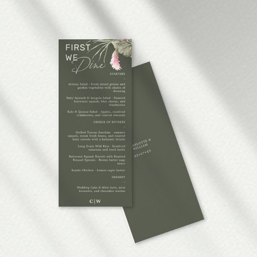 まずはダークグリーンのトロピカル結婚メニュー メニュー