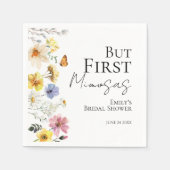 まずはミモザを | ワイルドフラワー ボヘミアンスタイルのウェディングシャワーナプキン スタンダードカクテルナプキン (正面)