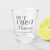 まずはミモザを | 黒と白のブライズシャワー ショットグラス (正面)