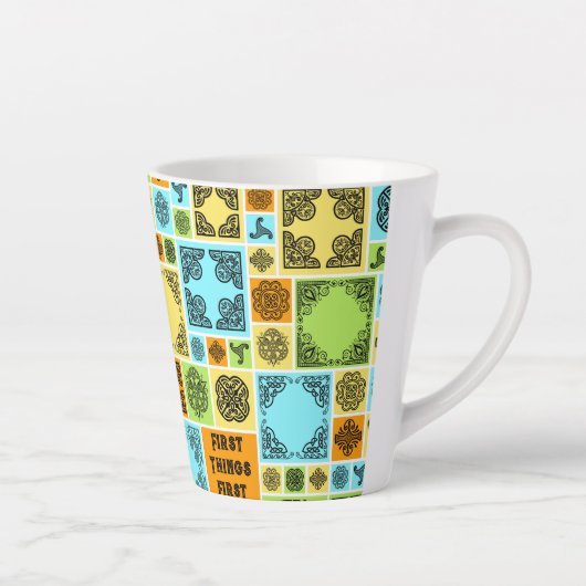 まずは茶休憩!オレンジおもしろいと緑 カフェラテマグ (右)