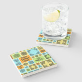 まずは茶休憩!オレンジおもしろいと緑 ストーンコースター (横)