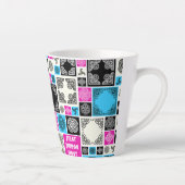 まずは茶休憩!マゼンおもしろいタ色と青 カフェラテマグ (右)