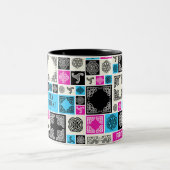 まずは茶休憩!マゼンおもしろいタ色と青 ツートーンマグカップ (中央)