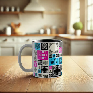 まずは茶休憩!マゼンおもしろいタ色と青 ツートーンマグカップ