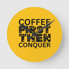 まずコーヒーを飲み、次に征服する ラウンド壁時計