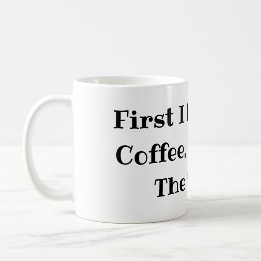 まずコーヒーを飲み、次に物するおもしろい コーヒーマグカップ (左)