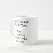 まずコーヒーを飲んでからバスケをする おもしろTシャツ コーヒーマグカップ (正面左)