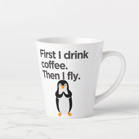 まずコーヒーを飲んでから飛ぶの カフェラテマグ (右)