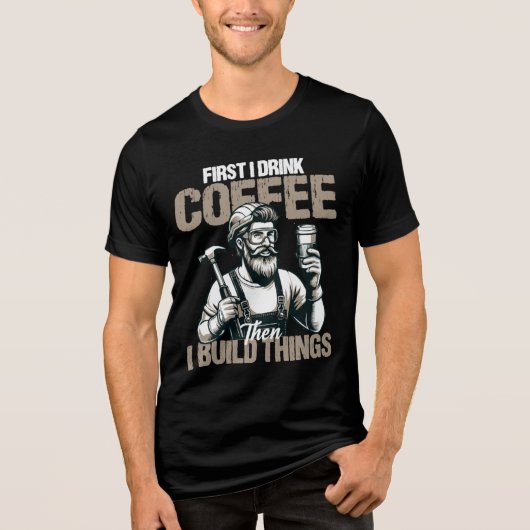 まずコーヒーを飲んで、それからものを作る トライブレンドTシャツ (正面)