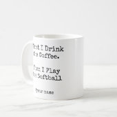 まずコーヒー、その後にソフトボール!面白い コーヒーマグカップ (正面左)
