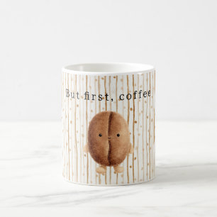 まずコーヒー 豆 ブラウン ドット ストライプ コーヒーマグカップ