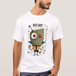 まず噛みつく面白い混沌としたエイリアンシャークのギフト Tシャツ