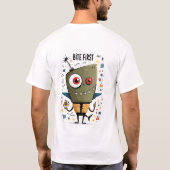 まず噛みつく面白い混沌としたエイリアンシャークのギフト Tシャツ (裏面)