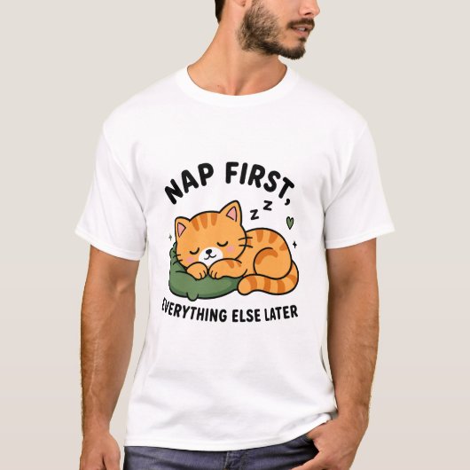 まず寝る。後で考える Tシャツ (正面)