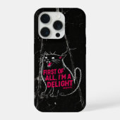 まず最初に私は喜びに満ちた鳴き叫ぶ黒猫です iPhoneケース (裏面)