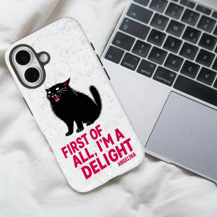 まず最初に、私は喜びに満ちた鳴き叫ぶ黒猫です iPhone 16ケース