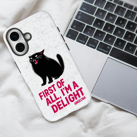 まず最初に、私は喜びに満ちた鳴き叫ぶ黒猫です Case-Mate iPhoneケース