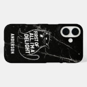 まず最初に、私は喜びに満ちた鳴き叫ぶ黒猫です Case-Mate iPhoneケース (裏面 (横))