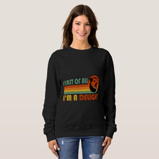 まず私は喜びのオポッサムおもしろいだ スウェットシャツ (正面フル)