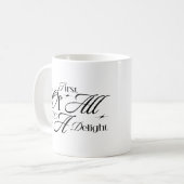 まず私は喜びの皮肉なおもしろい引用文 コーヒーマグカップ (正面左)