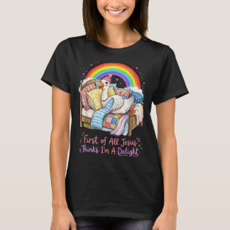 まず第一にイエス様は私を喜びと思ってくれていると思う 面白いガチョウ Tシャツ