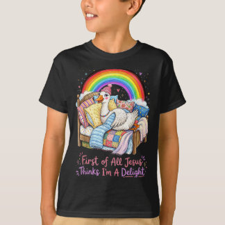 まず第一にイエス様は私を喜びと思ってくれていると思う 面白いガチョウ Tシャツ