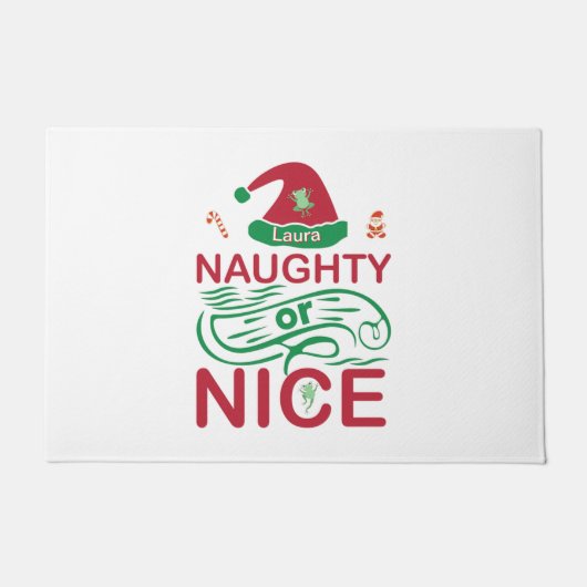 またはいけなサンタデザインの素敵なクリスマスカエル ドアマット (正面)