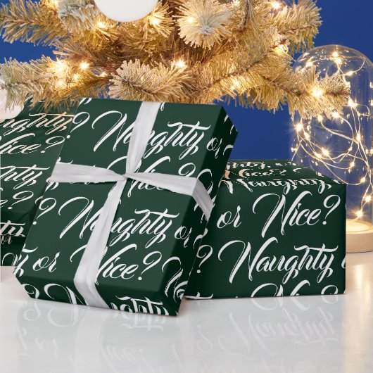またはいけなナイスダークグリーンエレガントスクリプおもしろいト ラッピングペーパー (クリスマス)