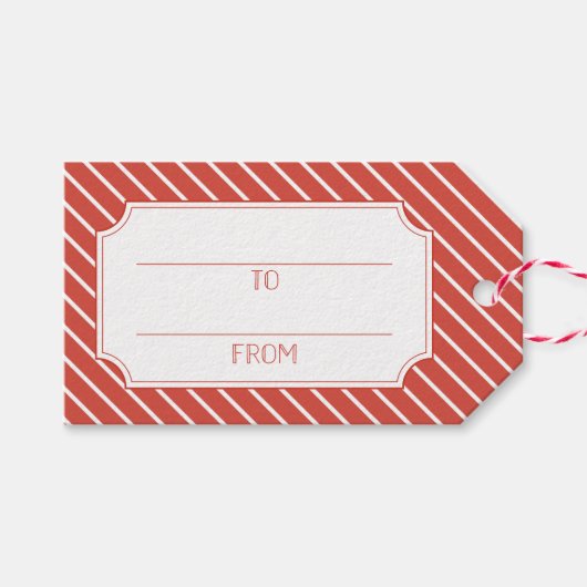 またはいけなナイスレッドストライプクリスマスギフトラベル ギフトタグ (正面(横))