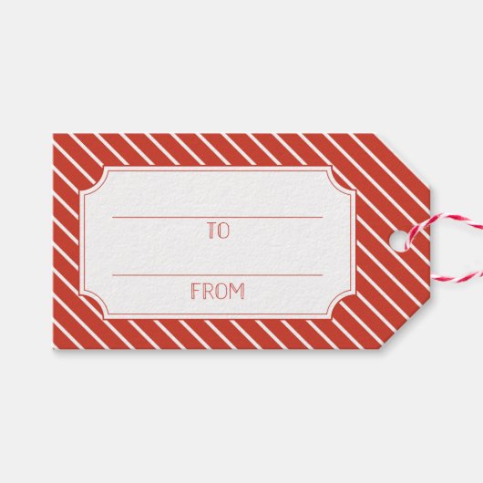 またはいけなナイスレッドストライプクリスマスギフトラベル ギフトタグ (正面(横))