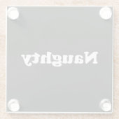 またはいけなニース、両面、白黒 ガラスコースター (裏面)