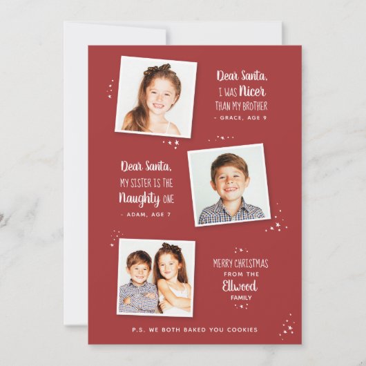 またはいけな素敵な兄弟姉妹おもしろいクリスマスカード (正面)