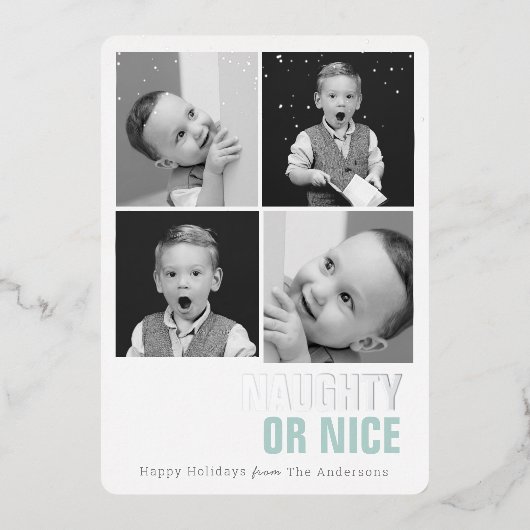 またはいけなNice 4写真フォイルのホリデーカード 箔招待状 (正面)