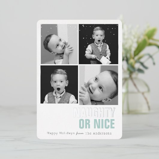 またはいけなNice 4写真フォイルのホリデーカード 箔招待状 (立ち正面)