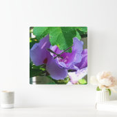 またはハイビスカスSyriacus紫色のムクゲ スクエア壁時計 (ホーム)