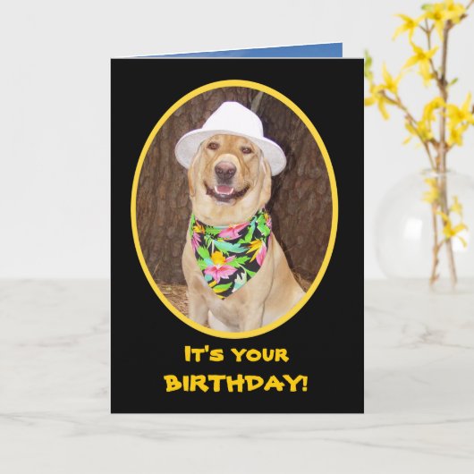 またはビーチサーフするか、または海の誕生日 カード (黄色い花)