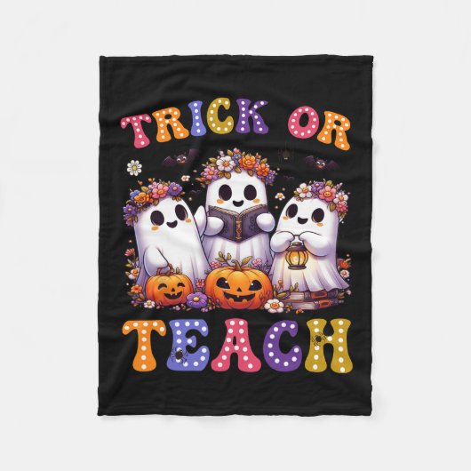 または教えハロウィン幽霊パンプキ不気味先生ウ フリースブランケット (正面)