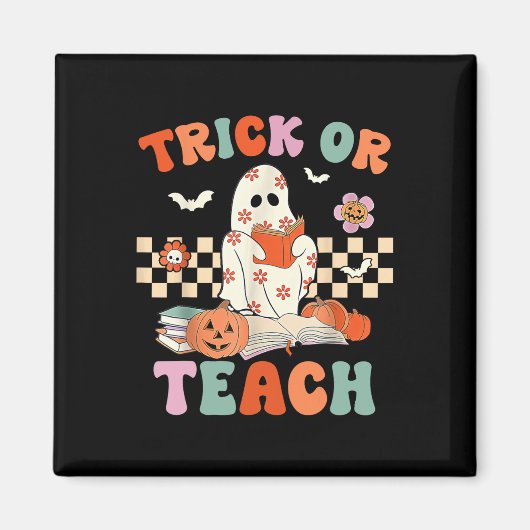 または教えGroovy先生ハロウィーンレトロフローラGho マグネット (正面)