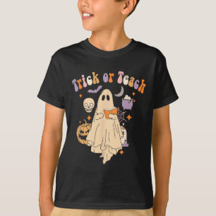 または教えGroovy先生ハロウィーンレトロフローラGho Tシャツ